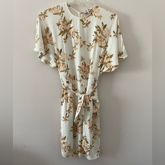 Ganni St. Pierre Crepe Floral Dress in Vanilla Ice Size 36 Small - Picture 4 of 10